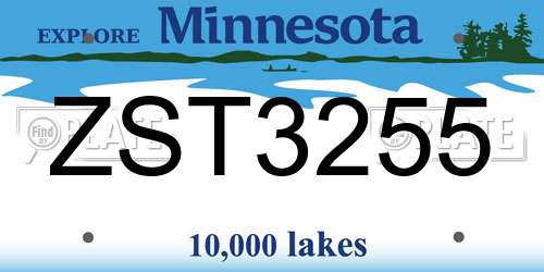 ZST3255 Minnesota License Plate