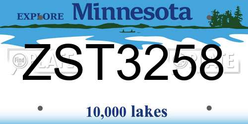 ZST3258 Minnesota License Plate