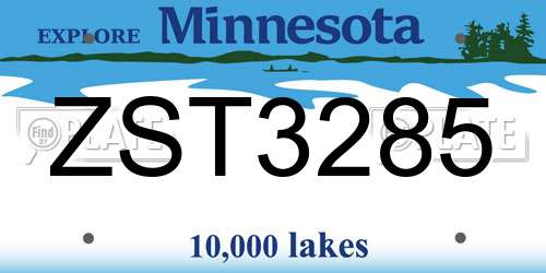 ZST3285 Minnesota License Plate
