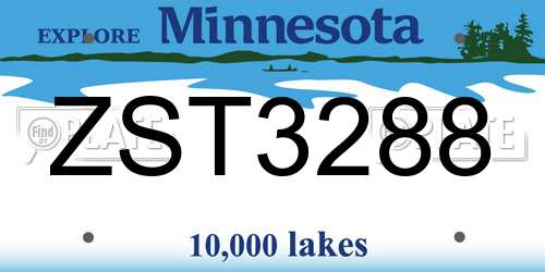 ZST3288 Minnesota License Plate