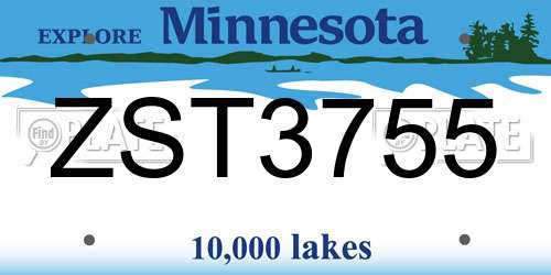 ZST3755 Minnesota License Plate