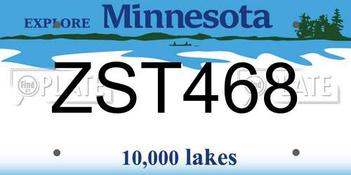 ZST468 Minnesota License Plate