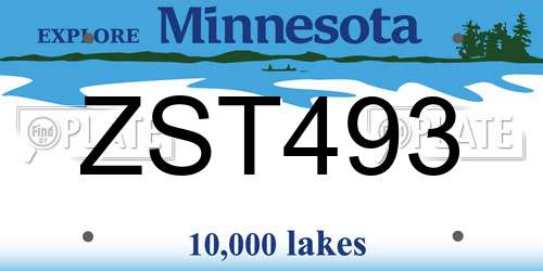 ZST493 Minnesota License Plate