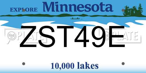 ZST49E Minnesota License Plate
