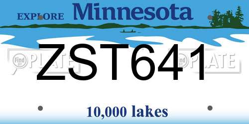 ZST641 Minnesota License Plate