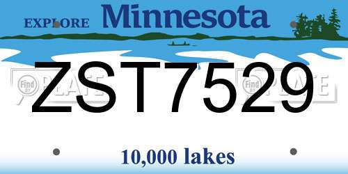 ZST7529 Minnesota License Plate