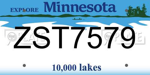ZST7579 Minnesota License Plate