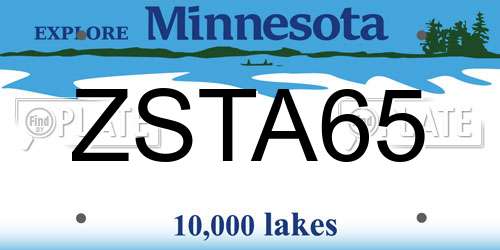 ZSTA65 Minnesota License Plate