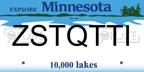 ZSTQTTI Minnesota License Plate