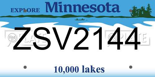 ZSV2144 Minnesota License Plate