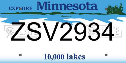 ZSV2934 Minnesota License Plate