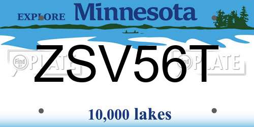 ZSV56T Minnesota License Plate