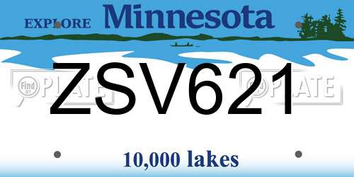 ZSV621 Minnesota License Plate