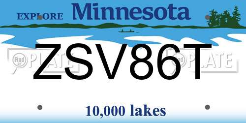 ZSV86T Minnesota License Plate
