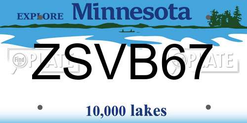 ZSVB67 Minnesota License Plate