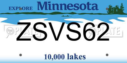 ZSVS62 Minnesota License Plate