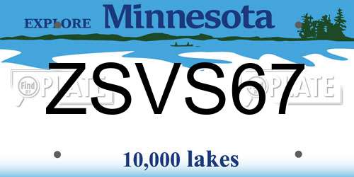 ZSVS67 Minnesota License Plate
