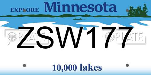 ZSW177 Minnesota License Plate