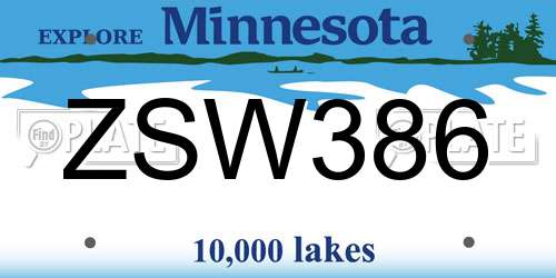 ZSW386 Minnesota License Plate