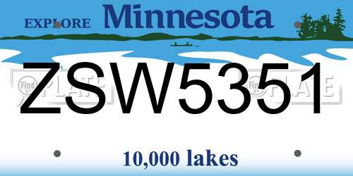 ZSW5351 Minnesota License Plate