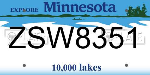 ZSW8351 Minnesota License Plate