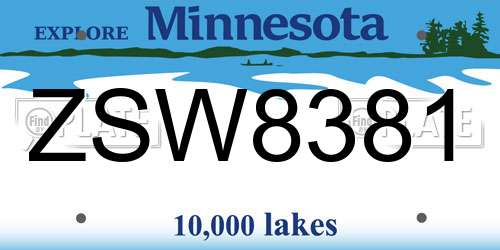 ZSW8381 Minnesota License Plate