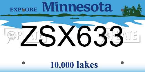 ZSX633 Minnesota License Plate