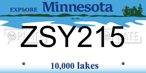 ZSY215 Minnesota License Plate