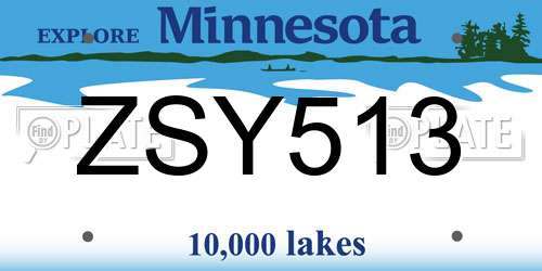 ZSY513 Minnesota License Plate