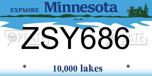 ZSY686 Minnesota License Plate
