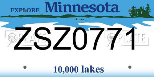 ZSZ0771 Minnesota License Plate