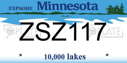 ZSZ117 Minnesota License Plate