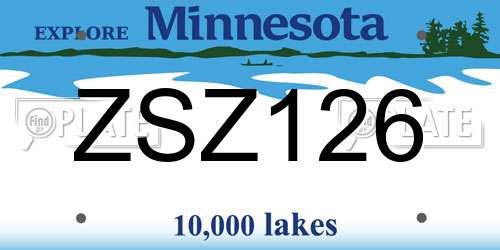 ZSZ126 Minnesota License Plate