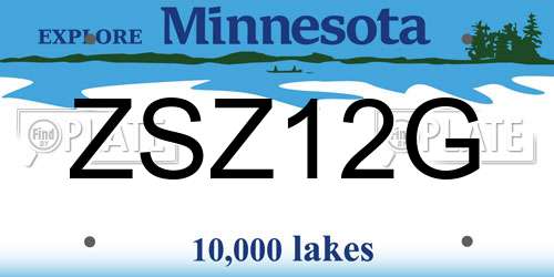 ZSZ12G Minnesota License Plate