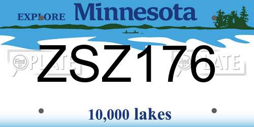 ZSZ176 Minnesota License Plate
