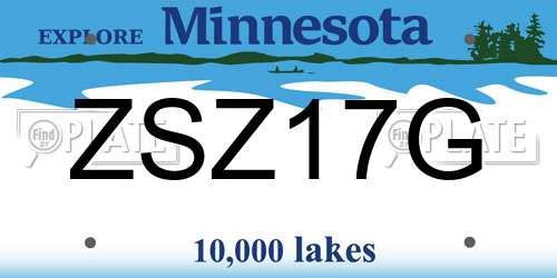 ZSZ17G Minnesota License Plate