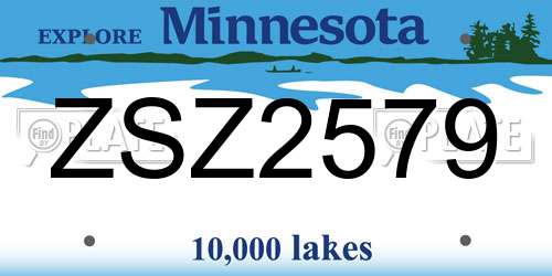 ZSZ2579 Minnesota License Plate