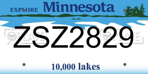 ZSZ2829 Minnesota License Plate