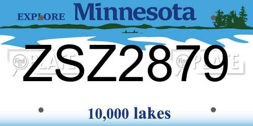 ZSZ2879 Minnesota License Plate