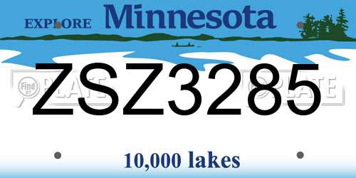 ZSZ3285 Minnesota License Plate