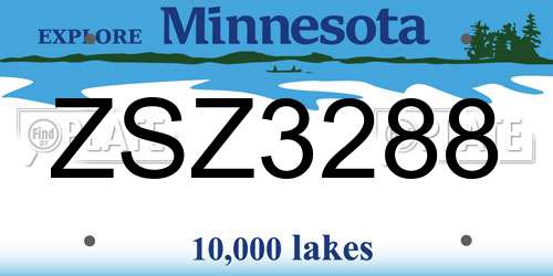 ZSZ3288 Minnesota License Plate