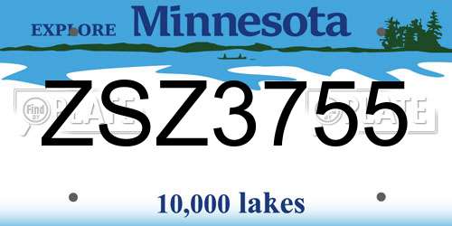 ZSZ3755 Minnesota License Plate