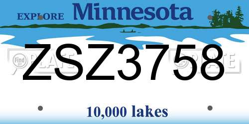 ZSZ3758 Minnesota License Plate