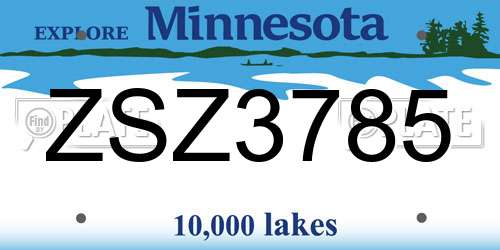 ZSZ3785 Minnesota License Plate