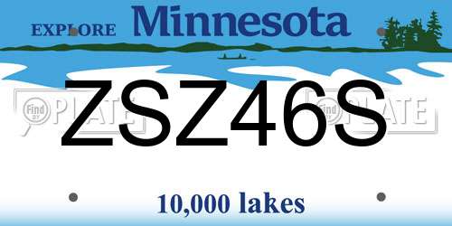 ZSZ46S Minnesota License Plate