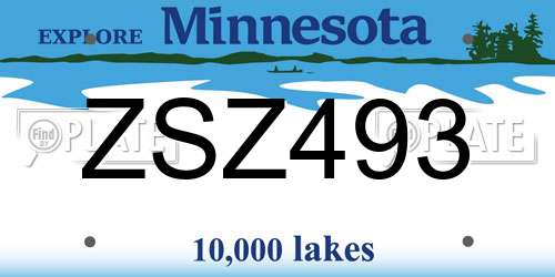 ZSZ493 Minnesota License Plate