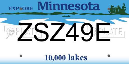 ZSZ49E Minnesota License Plate