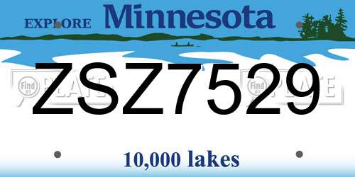 ZSZ7529 Minnesota License Plate