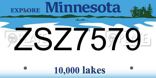 ZSZ7579 Minnesota License Plate