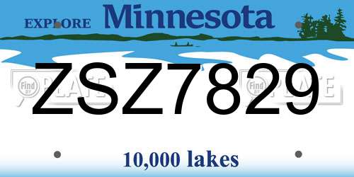ZSZ7829 Minnesota License Plate